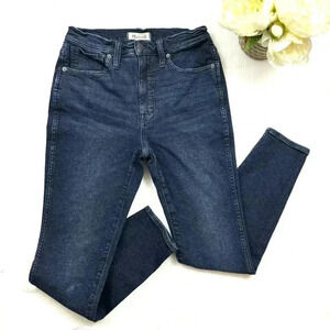MADEWELL 10” Highrise Skinny Med Wash Faded Whisker Stretch Ankle Jean Size 27